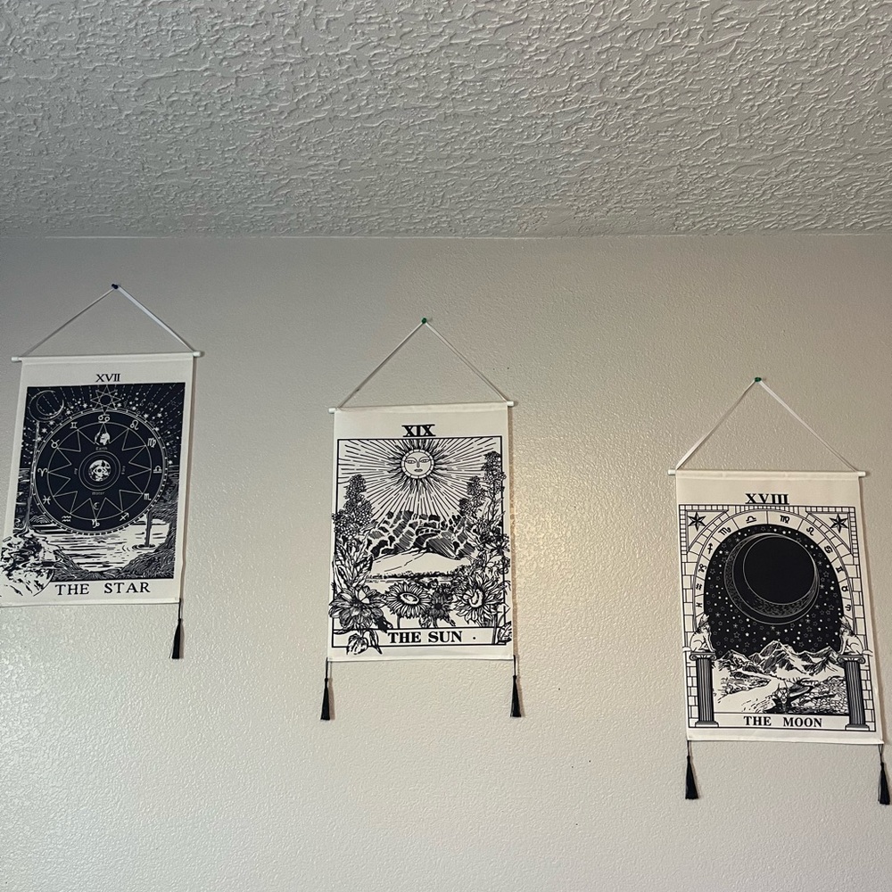 Set of 3  wall tapestry - Star, Sun & Moon